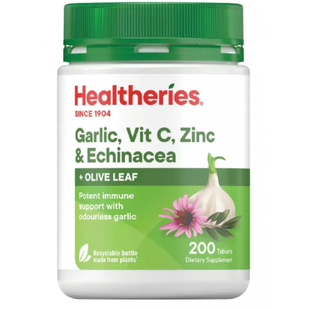 Healtheries 贺寿利 大蒜维C锌紫锥菊橄榄叶复合片 200片【保质期2028.09】 详情图 1
