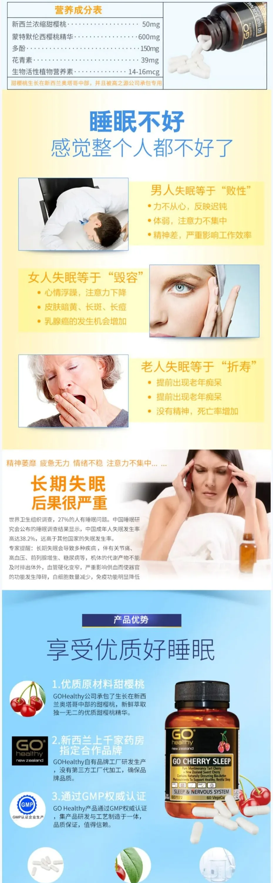 GO Healthy 高之源 樱桃睡眠胶囊 60粒【保质期2029.02】 详情图 2