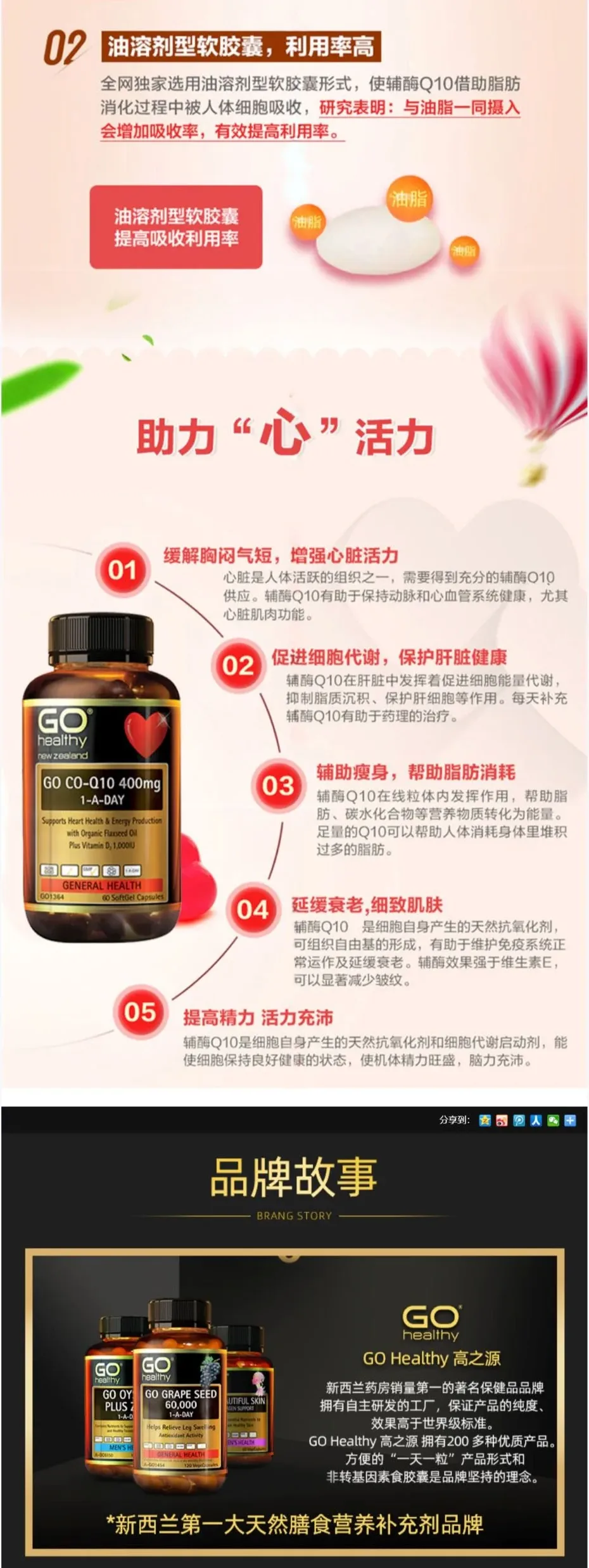 GO Healthy 高之源 心脏辅酶COQ10 400mg 60粒（强效补充型）【保质期2029.03】 详情图 3