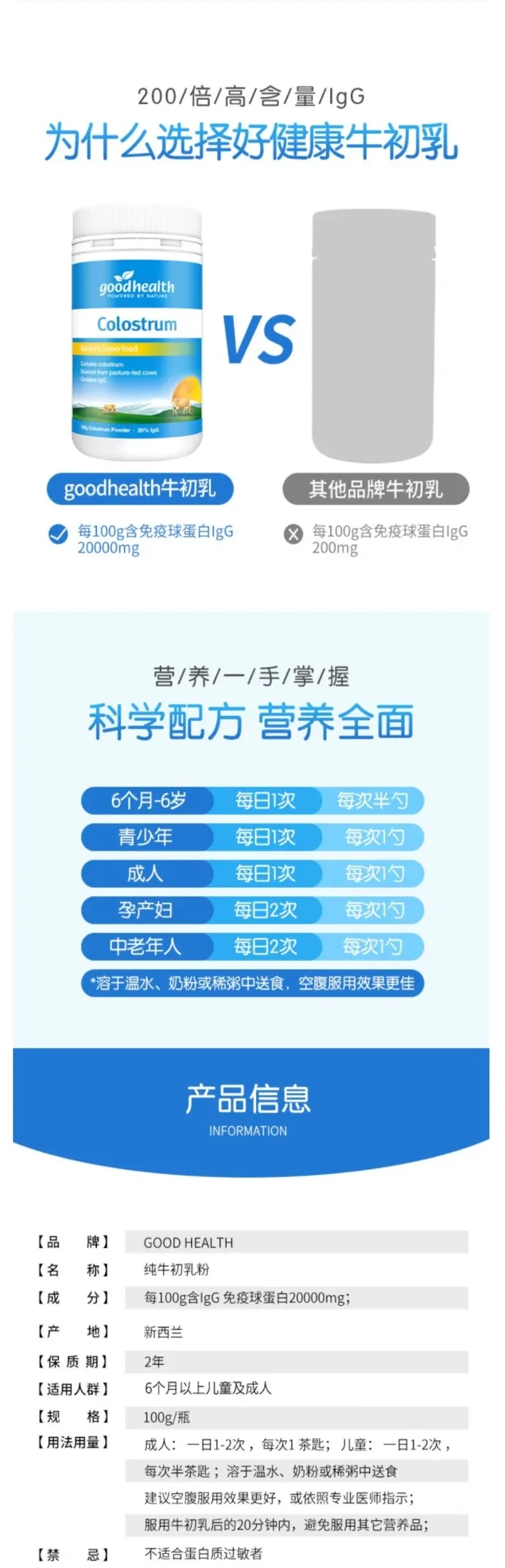Good Health 好健康 100%牛初乳纯粉100g【保质期2029.02】 详情图 5