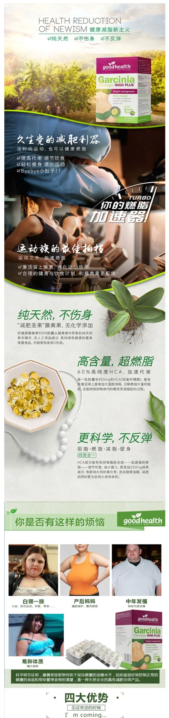 Good Health 好健康 绿茶藤黄果减肥瘦身胶囊 9000含量 60粒【保质期2027.03】 详情图 1