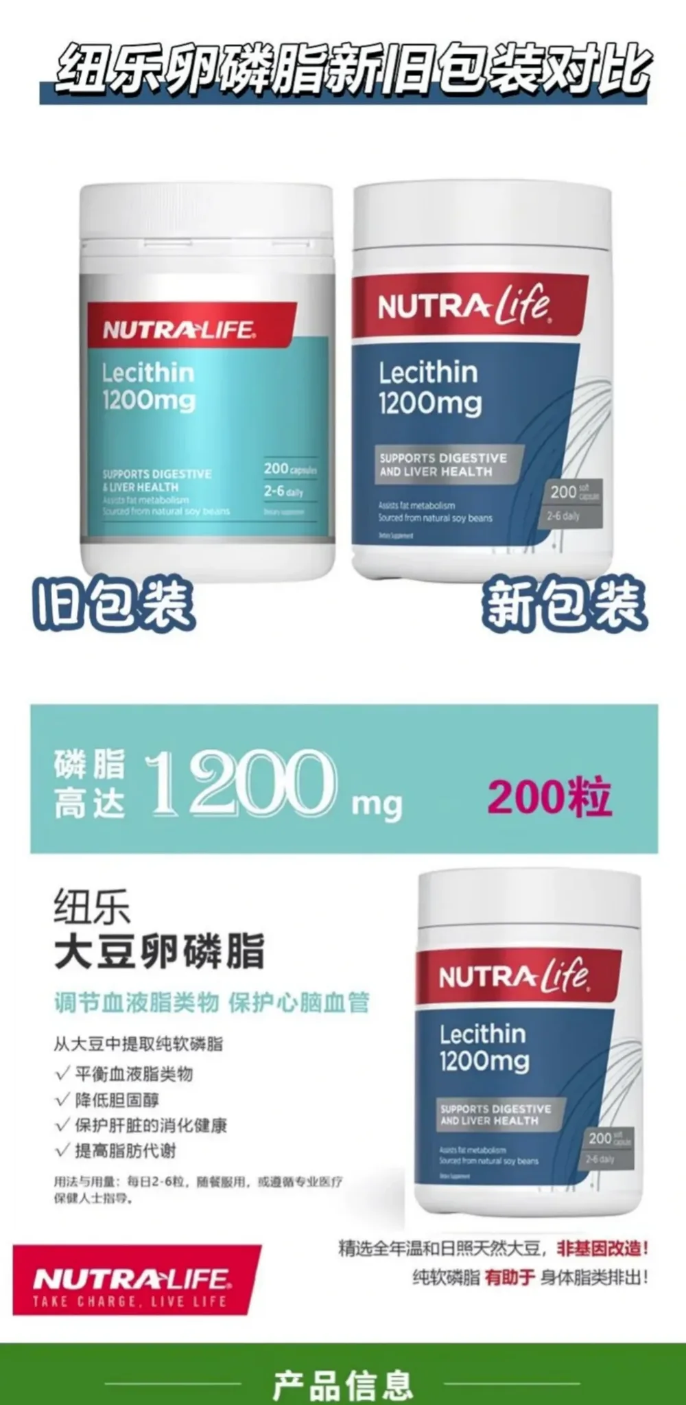 Nutra-Life 纽乐 卵磷脂 1200mg 200粒【保质期2028.02】 详情图 1