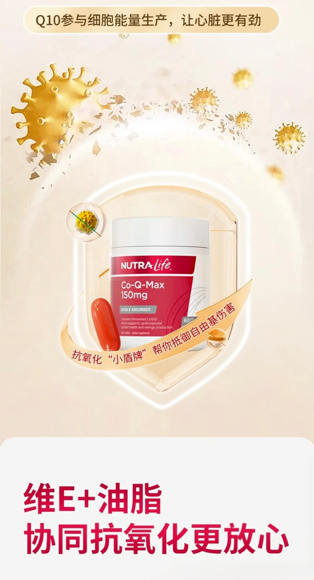 Nutra-Life 纽乐 复合150mg辅酶Q10胶囊 60粒（日常保养型）【保质期2028.02】 详情图 5