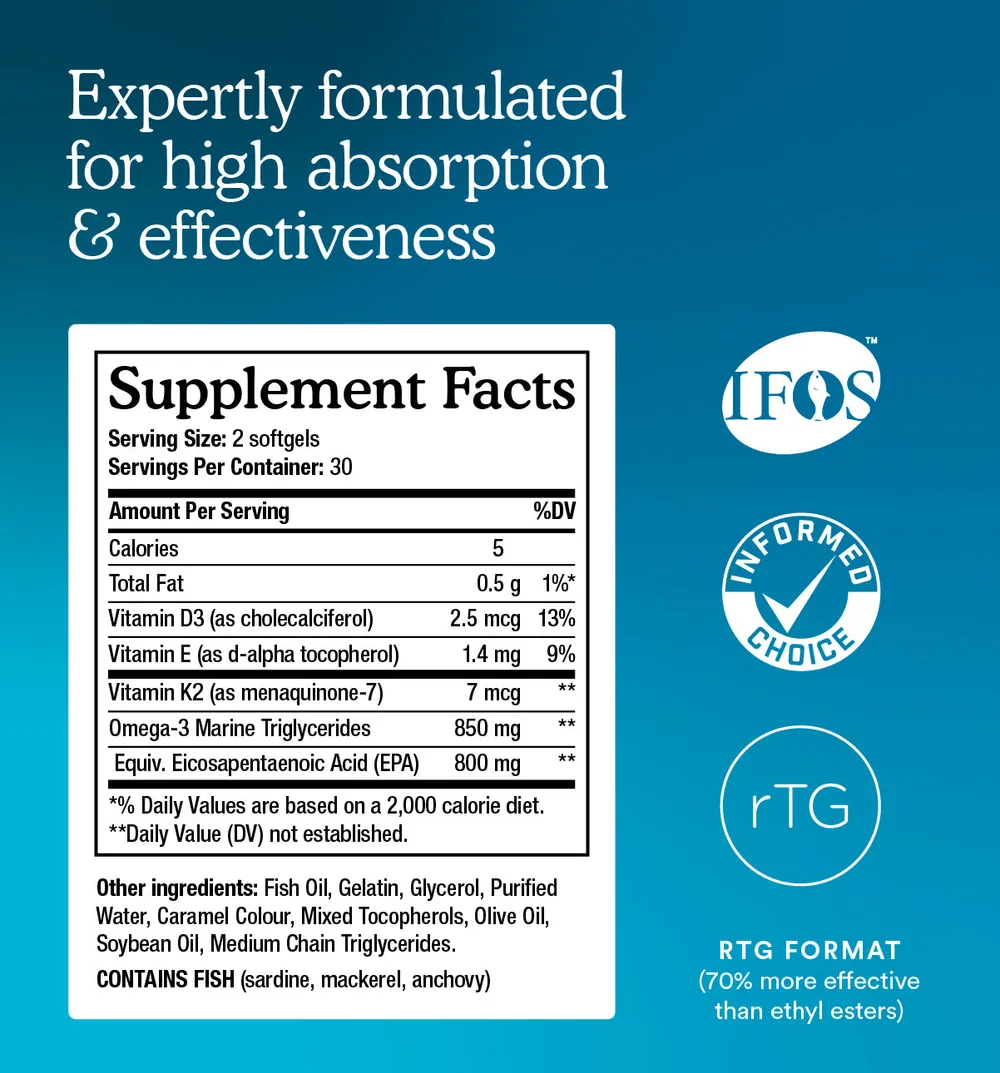 【限时95折】MitoQ 92% EPA Omega-3 高含量EPA鱼油+维D/K2/维E 60粒【保质期2029.03】 详情图 3