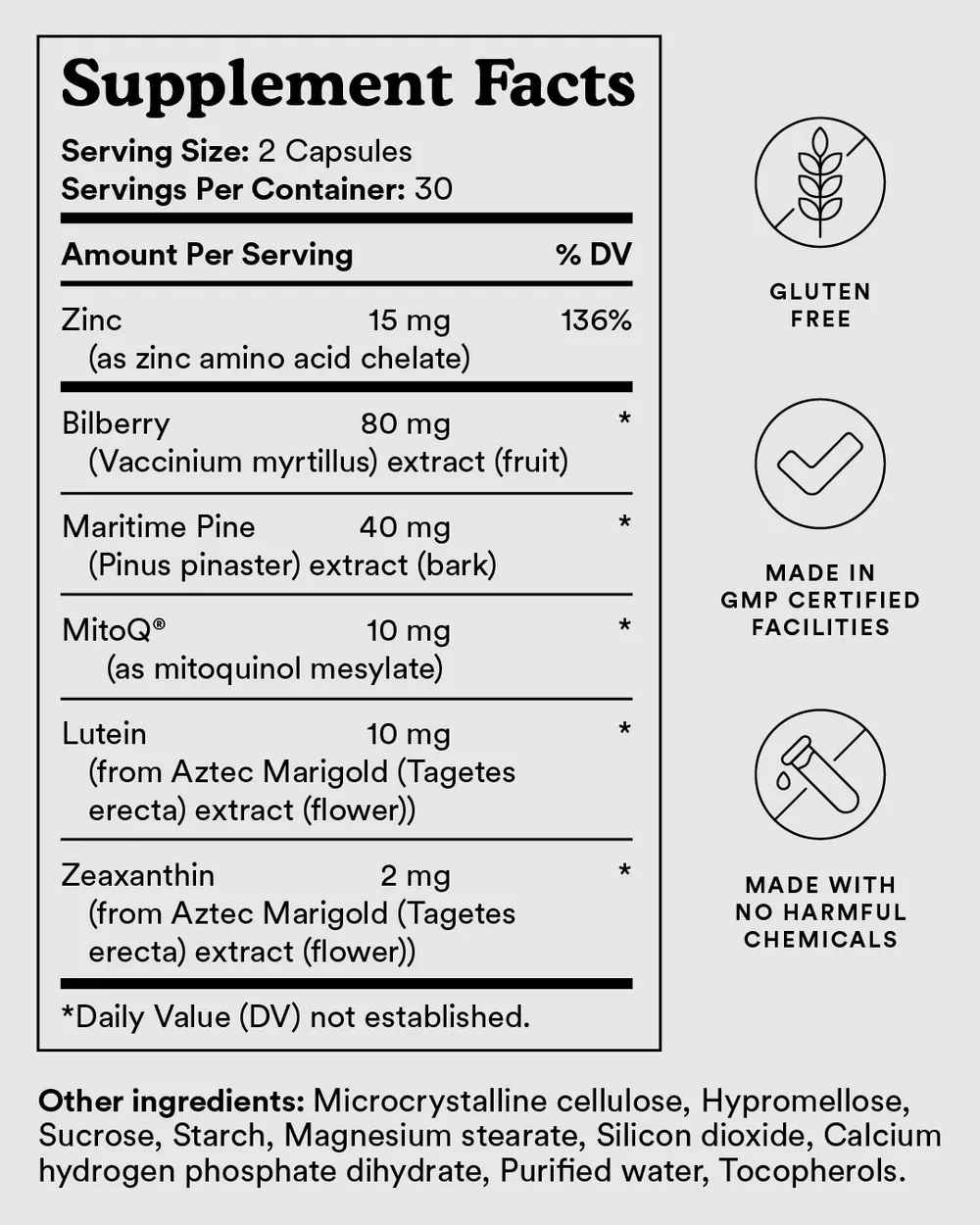 【限时95折】MitoQ Eye Supplement 护眼明眸胶囊 60粒【保质期2028.09】 详情图 2