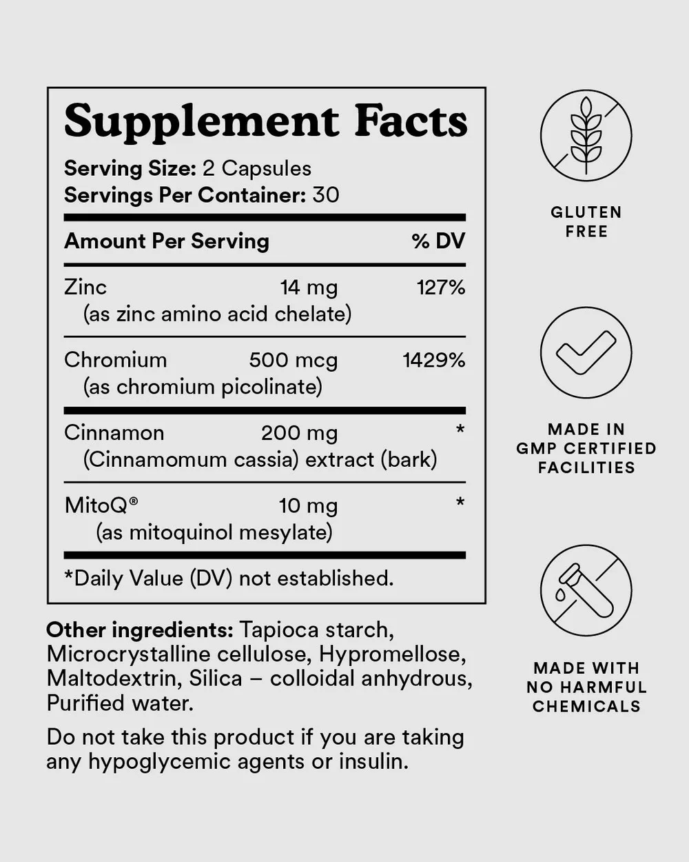 【限时95折】MitoQ Blood Sugar Capsule 血糖衡糖胶囊 60粒【保质期2028.04】 详情图 2