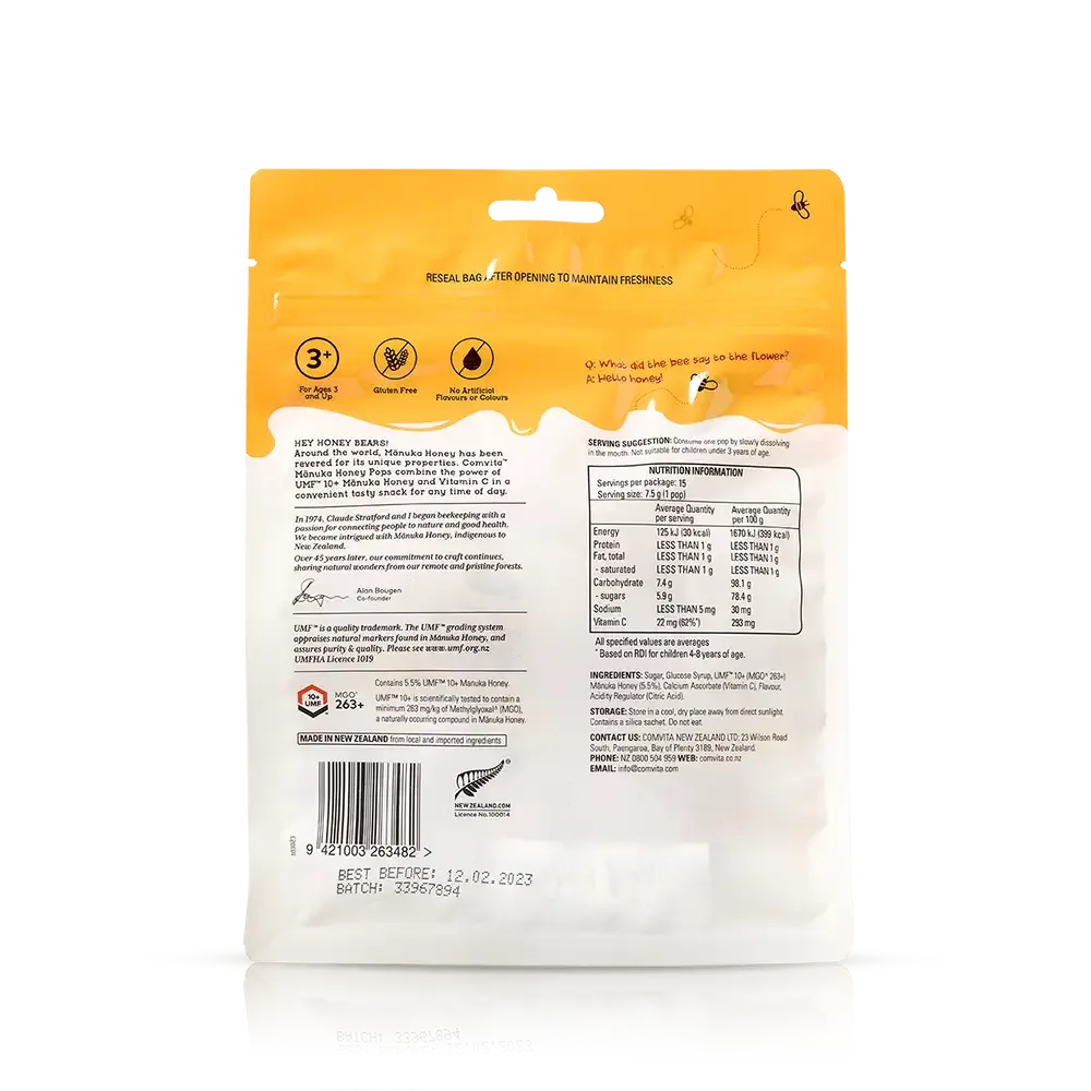 Comvita Kids Soothing 15 Pops Manuka Honey 康维他儿童蜂蜜糖棒棒糖3种口味 15粒【保质期2028.09】 详情图 3