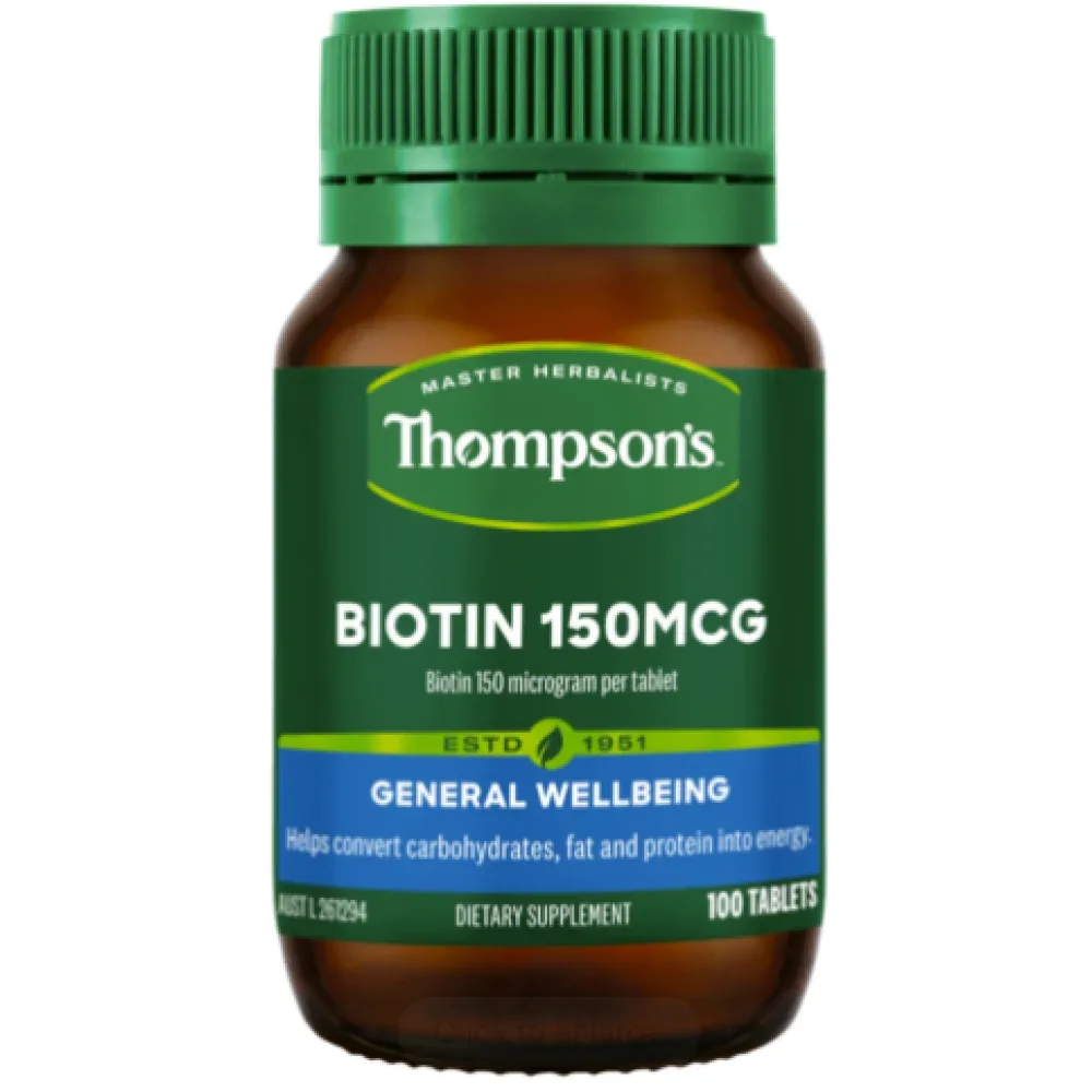 【双11-限时9折】Thompson's 汤普森 Biotin 150mcg 生物素片 100片【保质期2029.04】 详情图 1
