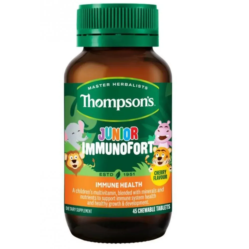 【双11-限时9折】Thompson's 汤普森 Junior Immunofort 儿童免疫咀嚼片 45片【保质期2028.04】 详情图 1
