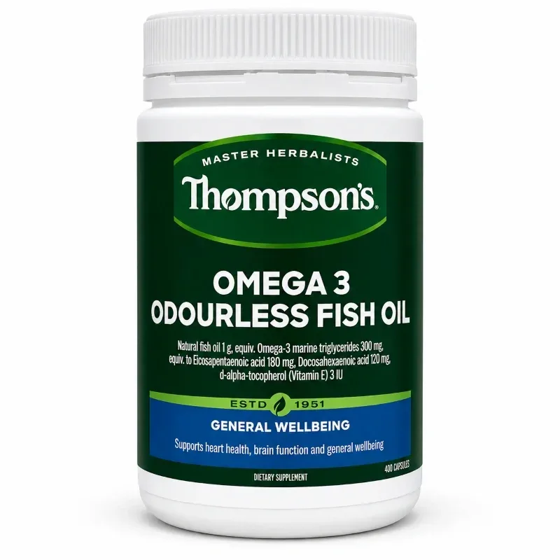【双11-限时9折】Thompson's 汤普森 Omega 3 Odourless Fish Oil 1000mg 无腥味深海鱼油胶囊 400粒【保质期2028.09】 详情图 1