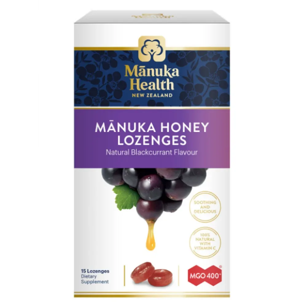 Manuka Health 蜜纽康 MGO 400 麦卢卡蜂蜜润喉糖黑加仑味 15粒【保质期2027.01】 详情图 1