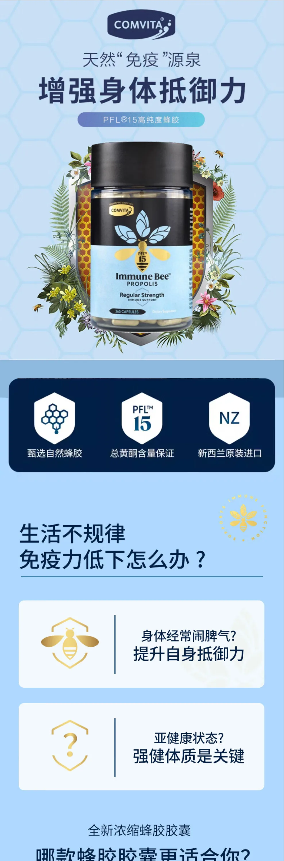 Comvita 康维他 蜂胶胶囊365粒 PFL15【保质期2030.06】 详情图 1