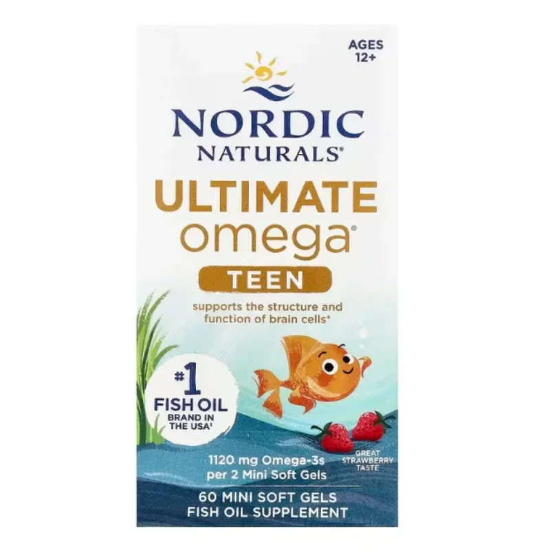 Nordic Naturals 挪威小鱼 青少年鱼油(草莓味)12岁以上 60粒【保质期2028.09】