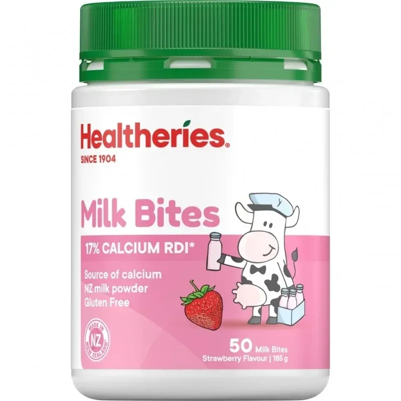 Healtheries 贺寿利 儿童牛奶咀嚼片 草莓味 50片【保质期2028.12】