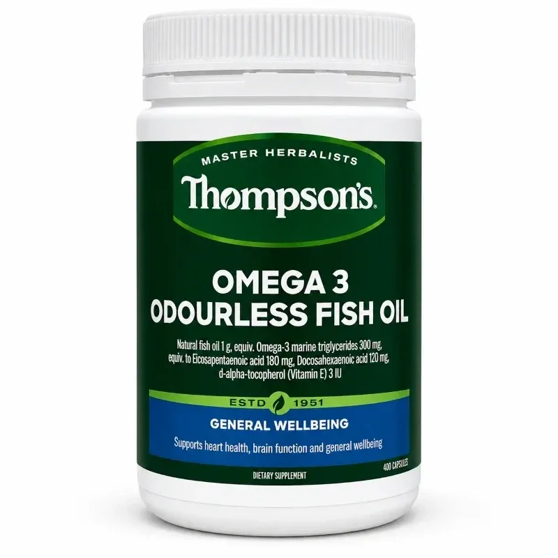 【双11-限时9折】Thompson's 汤普森 Omega 3 Odourless Fish Oil 1000mg 无腥味深海鱼油胶囊 400粒【保质期2028.09】