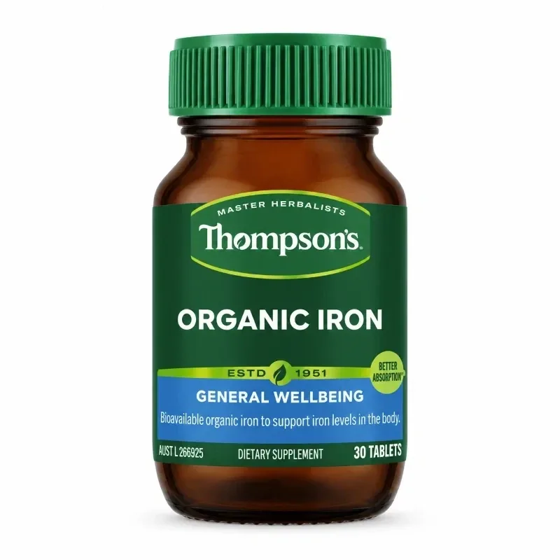 【双11-限时9折】Thompson's 汤普森 Organic Iron 24mg 有机补铁片 30片【保质期2028.02】